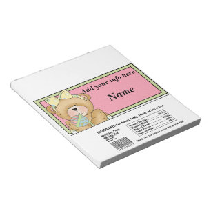 Baby Shower Bear Candy Bar Wrapper Party Favours Notepad