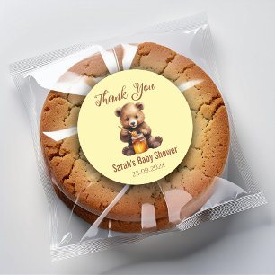 Baby Shower Bear Cub  Eating Honey Cute Thank You Classic Round Sticker