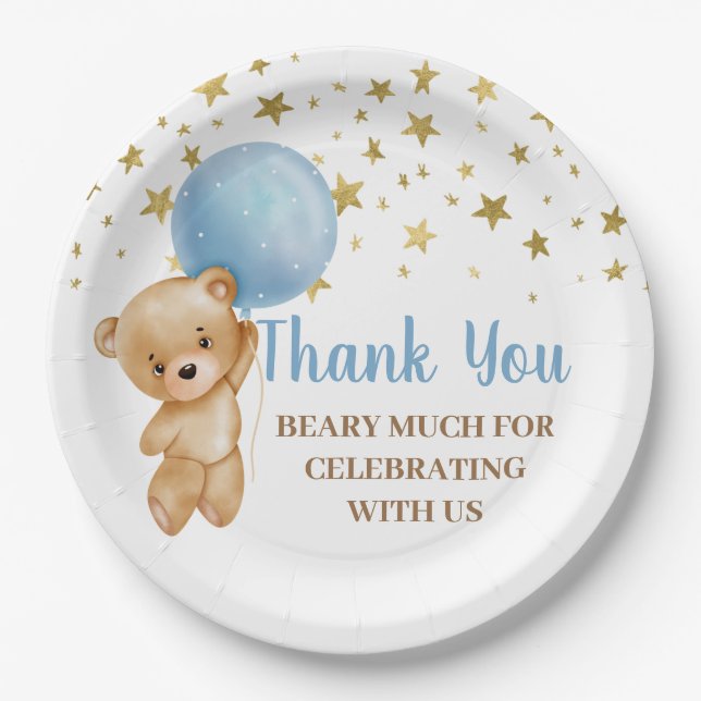 Baby Shower Bear Paper Plate (Front)