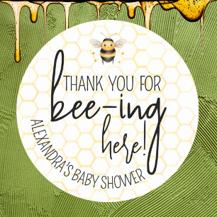 Baby Shower Bee Honeycomb Thank You Favour Classic Round Sticker