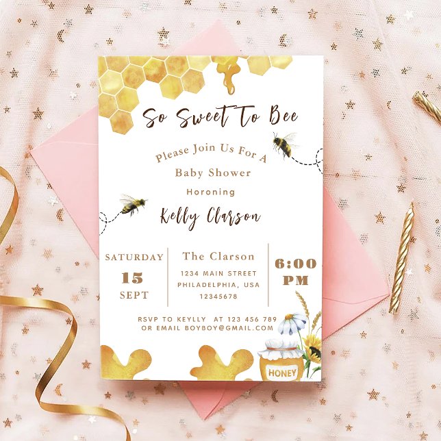 Baby Shower Bee So Sweet To Bee  Invitation (Creator Uploaded)