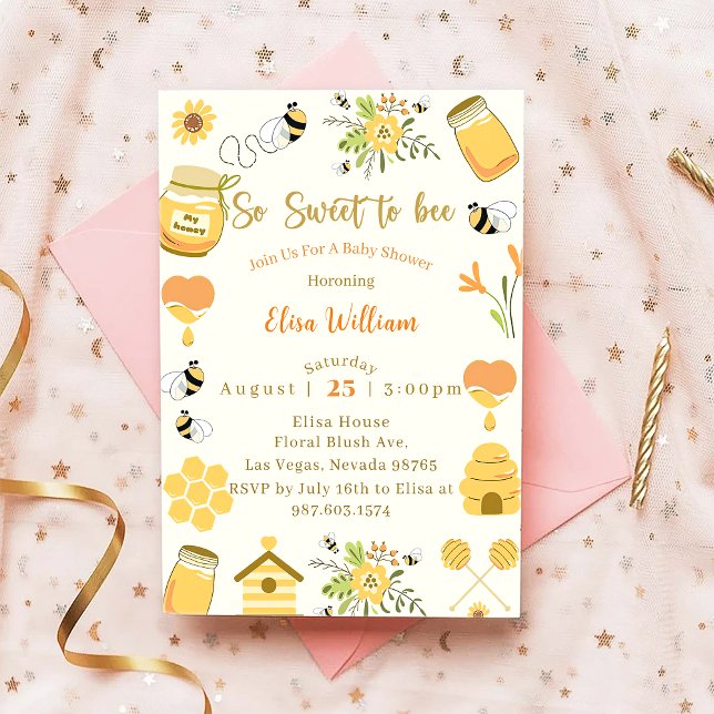 Baby Shower Bee So Sweet To Bee Invitation (Creator Uploaded)
