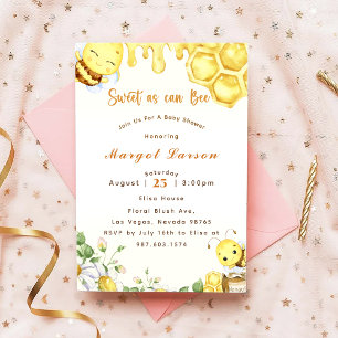Baby Shower Bee Sweet As Can Bee Invitation
