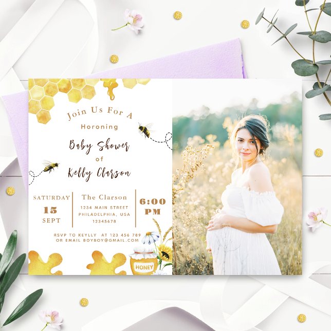 Baby Shower Bee Yellow Bee and Sunflower Invitation (Creator Uploaded)