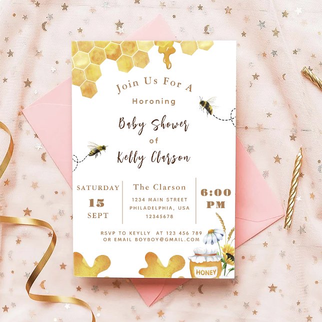 Baby Shower Bee Yellow Bee and Sunflower Invitation (Creator Uploaded)