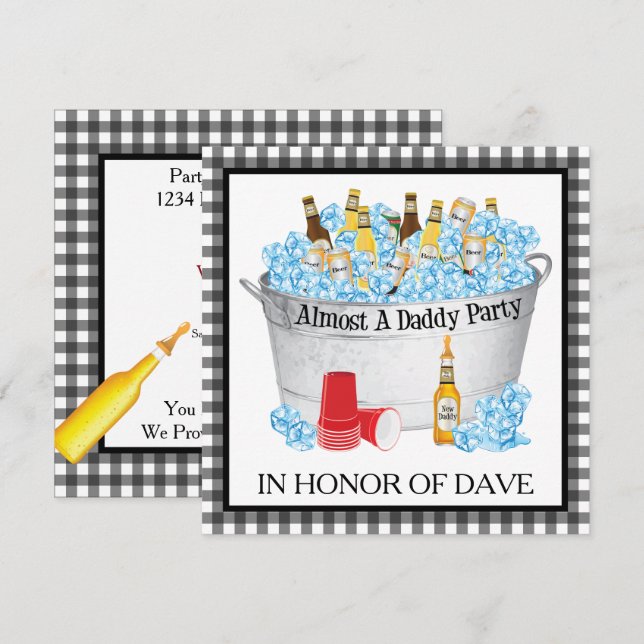 Baby Shower Beer Party - Almost a Daddy Invitation (Front/Back)
