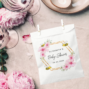 Baby Shower bees pink flowers Favour Bags