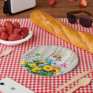 Baby Shower Bees Rustic Floral Pacifier Paper Plate