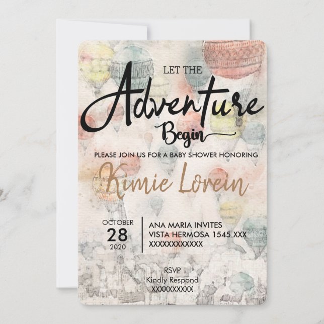 BABY SHOWER BEGINS ADVENTURE INVITATION (Front)
