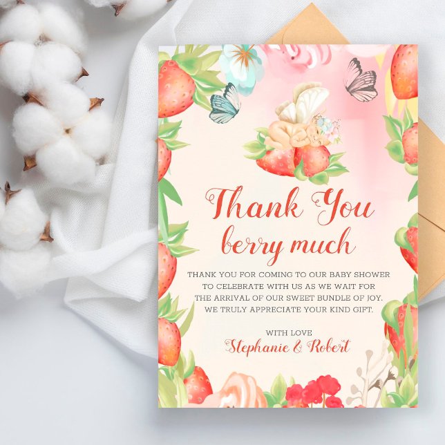Baby Shower Berry Sweet Strawberry Thank You (Creator Uploaded)