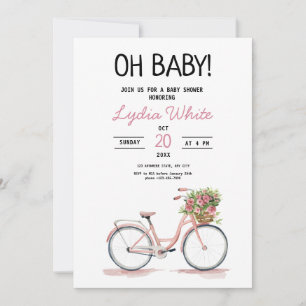 Baby Shower bicycle baby shower floral baby  Invitation