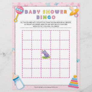 Baby Shower Bingo [Baby Basics Pink] Custom Letterhead