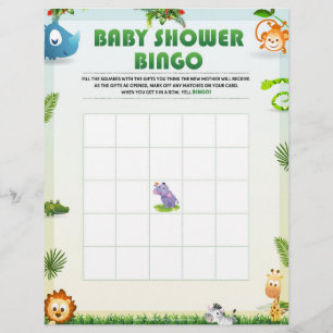 Baby Shower Bingo Baby Shower Game [Animal Theme] Custom Letterhead