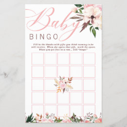 Baby Shower Bingo, Boho with Flowers Flyer