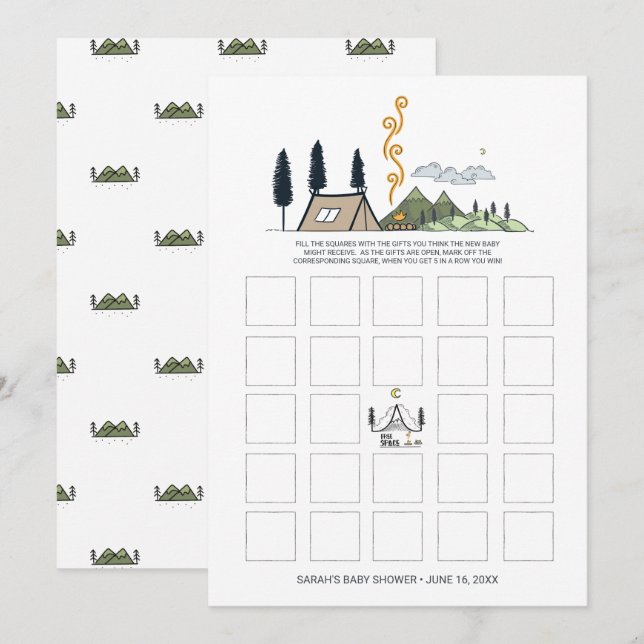 Baby Shower Bingo Card | Adventure Begins (Front/Back)