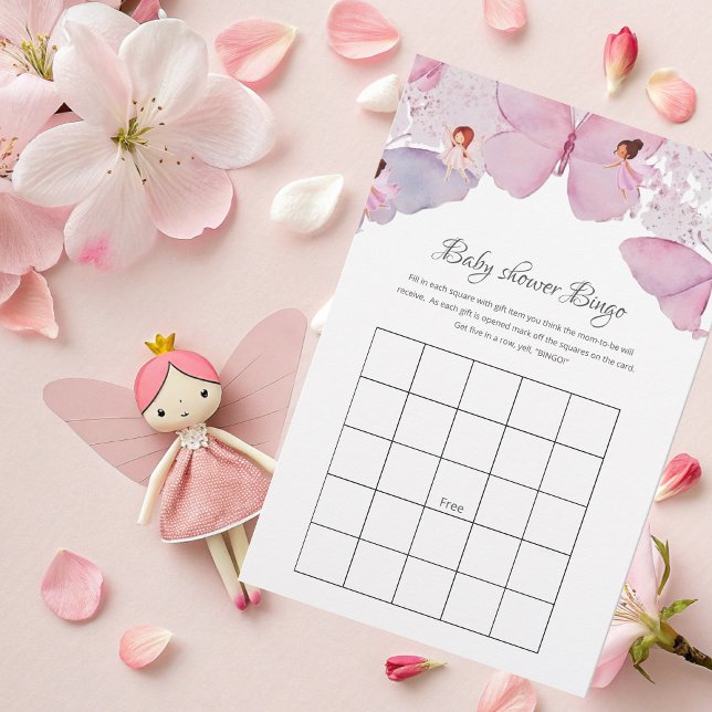 Baby Shower Bingo Card - Fairy Theme in Pink  (Creator Uploaded)