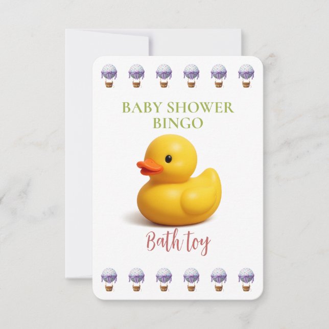 Baby Shower Bingo Card, Funny Game- Bath toy (Front)