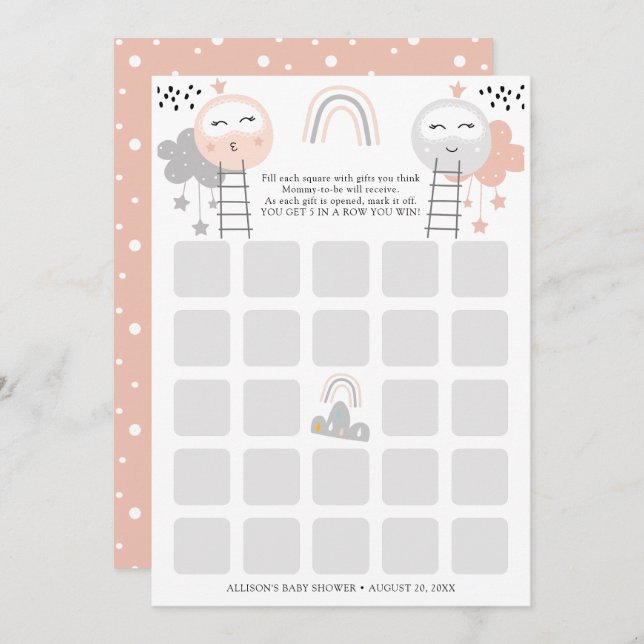 Baby Shower Bingo Card | Pathway to the Moon (Front/Back)