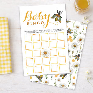 Baby Shower Bingo Game Bumblebee Honey Bee Theme