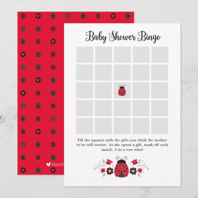 Baby Shower Bingo Game Card (Front/Back)