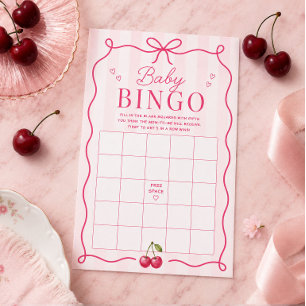 Baby Shower Bingo Game Card Cherry Baby Shower