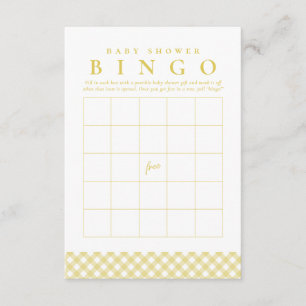 Baby shower bingo game cute yellow gingham card