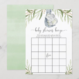 Baby shower bingo game gender neutral elephant invitation
