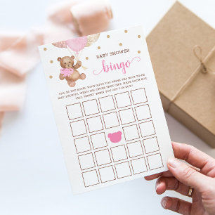 Baby Shower Bingo Game Teddy Bear Card