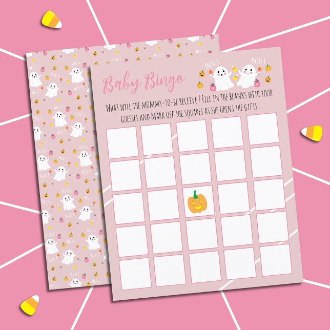 Baby Shower Bingo Game -Twin Halloween Ghosts Pink (Creator Uploaded)
