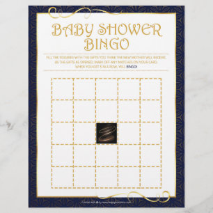 Baby Shower Bingo [Golden Blue] Custom Letterhead
