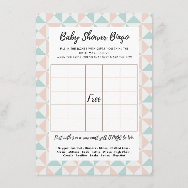 Baby Shower Bingo Guess the Gift Game Card   (Front)
