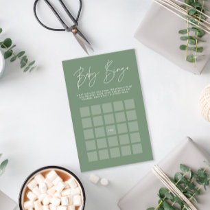 Baby shower bingo modern sage green