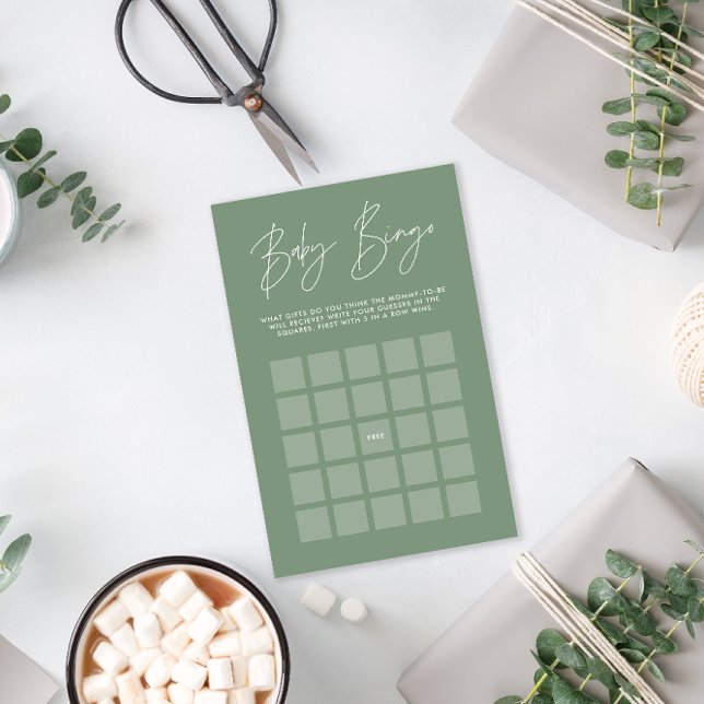 Baby shower bingo modern sage green (Creator Uploaded)