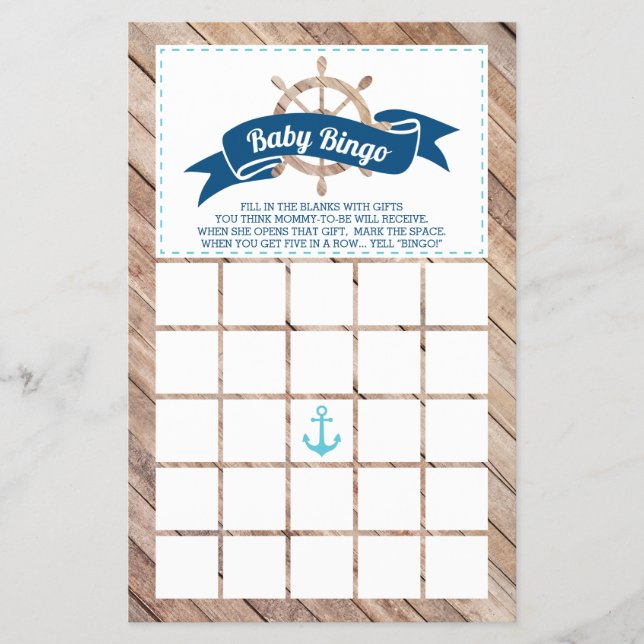Baby Shower Bingo, Nautical Flyer (Front)