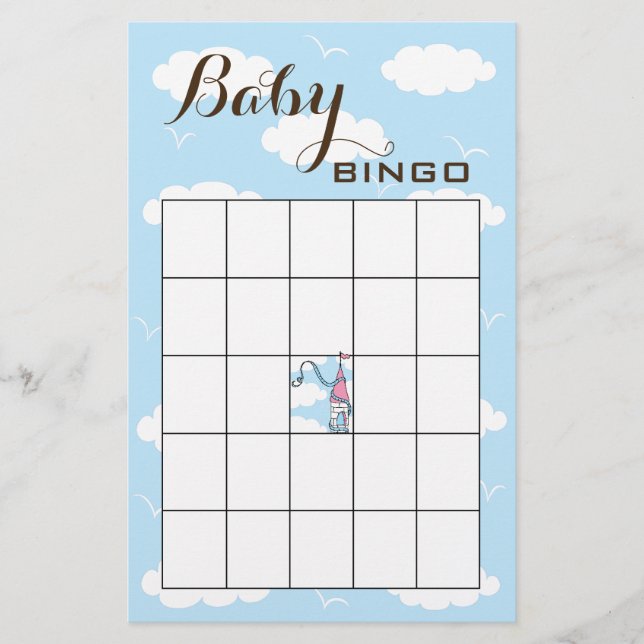 Baby Shower BINGO Pink/Blue/Castle Flyer (Front)