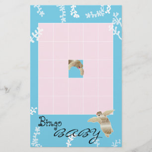 Baby Shower BINGO "Pink/Turquoise Turtle" Flyer