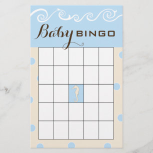 Baby Shower BINGO Sea Mobile Cream/Blue Flyer