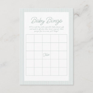 Baby shower bingo seersucker green white stripe invitation