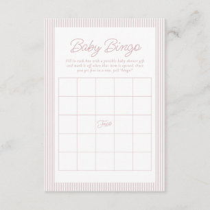 Baby shower bingo seersucker pink white stripe invitation