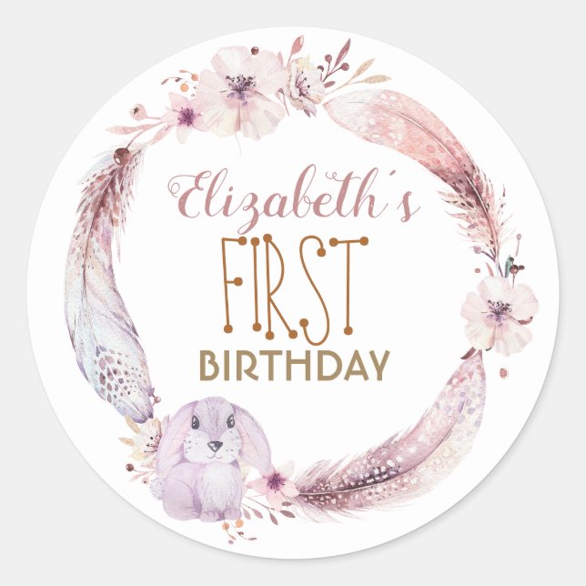Baby Shower | Birthday | Little Bunny Classic Round Sticker (Front)