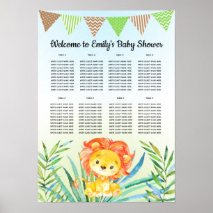 Baby shower birthday seating chart lion cub