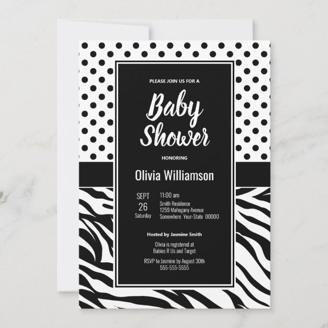 Baby Shower Black and White Party Invitation (Front)