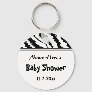 Baby Shower Black and White Zebra Pattern. Custom. Key Ring