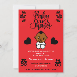 Baby Shower Black Baby Arrival Save The Date
