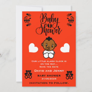 Baby Shower Black Baby Arrival Save The Date