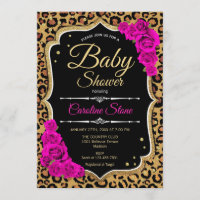 Baby Shower - Black Pink Gold Leopard Print