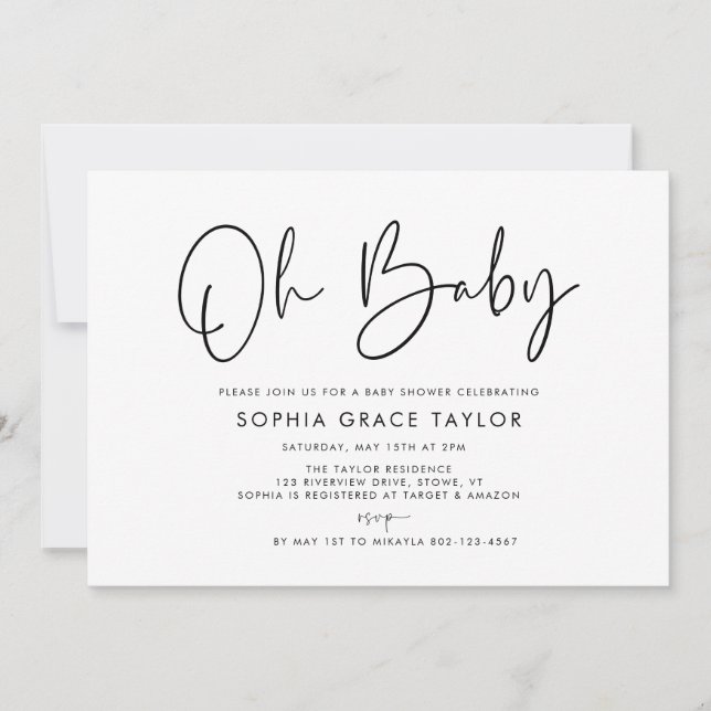  Baby Shower Black & White Boho Gender Neutral Invitation (Front)