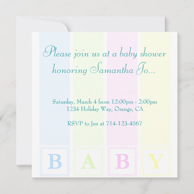 Baby Shower Blocks Invitation (Front)
