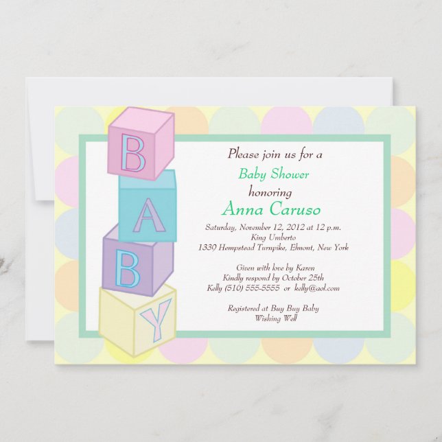 Baby Shower Blocks Invitation (Front)