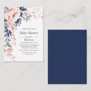 Baby Shower Bloom Blue Pink Floral Invitation